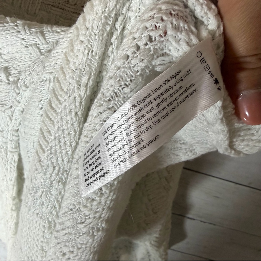 Eileen Fisher linen organic cotton blend white box top sweater Textured Medium - Picture 5 of 5